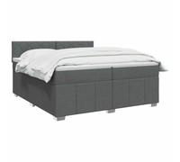 vidaXL Lit boxspring avec Matelas Gris foncé 200 x 200 cm Tissu