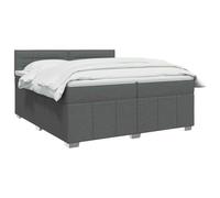 vidaXL Lit boxspring avec Matelas Gris foncé 200 x 200 cm Tissu