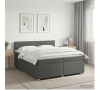vidaXL Lit boxspring avec Matelas Gris foncé 200 x 200 cm Tissu, Lit de Chambre, Cadre Box Moderne avec tête réglable, Matelas Ferme, mobilier Soutien pour Un Sommeil paisible