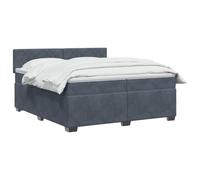 vidaXL Lit boxspring avec Matelas Gris foncé 200 x 200 cm Velours