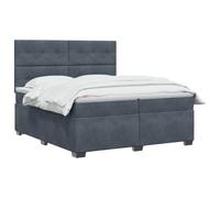 vidaXL Lit boxspring avec Matelas Gris foncé 200 x 200 cm Velours, Chambre, lit Tendance, Velours, tête de lit Ajustable, Matelas Ferme, Sommeil réparateur, idées déco