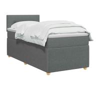 vidaXL Lit boxspring avec Matelas Gris foncé 90 x 190 cm Tissu, Chambre, Mobilier Moderne, Matelas Confort, Tête de lit Ajustable, Lit Box Spring, Design Ergonomique