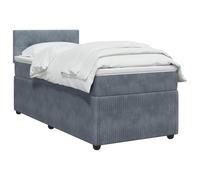 vidaXL Lit boxspring avec Matelas Gris foncé 90 x 190 cm Velours, Chambre Moderne, lit Confortable, Matelas en Velours, Cadre en pin, Ressorts ensachés, Solution Sommeil