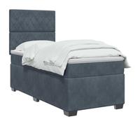 vidaXL Lit boxspring avec Matelas Gris foncé 90 x 200 cm Velours, Chambre, lit Tendance, Velours, tête de lit Ajustable, Matelas Ferme, Sommeil réparateur, idées déco