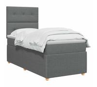 vidaXL Lit boxspring avec Matelas Gris foncé Simple Tissu