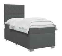 vidaXL Lit boxspring avec Matelas Gris foncé Simple Tissu