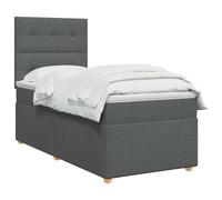 vidaXL Lit boxspring avec Matelas Gris foncé Simple Tissu