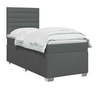 vidaXL Lit boxspring avec Matelas Gris foncé Simple Tissu,