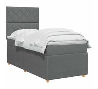 vidaXL Lit boxspring avec Matelas Gris foncé Simple Tissu