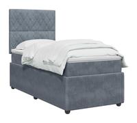 vidaXL Lit boxspring avec Matelas Gris foncé Simple Velours,