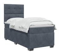 vidaXL Lit boxspring avec Matelas Gris foncé Simple Velours