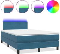 vidaXL Lit boxspring avec matelas & LED bleu foncé 120x220 cm velours