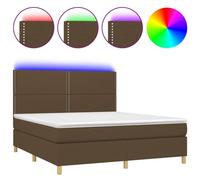 vidaXL Lit boxspring avec matelas & LED brun foncé 160x200 cm Tissu