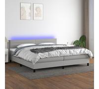 vidaXL Lit boxspring avec matelas & LED Gris clair 200x200 cm Tissu - Lit boxspring - Lits boxspring - Lit - Meubles de chambre à coucher