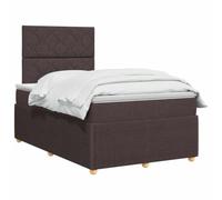 vidaXL Lit boxspring avec Matelas Marron foncé 120 x 190 cm Tissu, Chambre Moderne, lit rembourré, tête de lit réglable, mobilier Pratique, Matelas à Ressorts, Base à Lattes Confortable