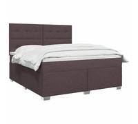 vidaXL Lit boxspring avec Matelas Marron foncé 140 x 190 cm Tissu, Mobilier de Chambre, lit Moderne, sommier, Cadre Ajustable, Confort de Sommeil, Installation intérieure à la Maison