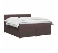 vidaXL Lit boxspring avec Matelas Marron foncé 140 x 200 cm Tissu