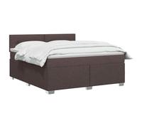 vidaXL Lit boxspring avec Matelas Marron foncé 140 x 200 cm Tissu, Chambre, Lit Box Spring Moderne, Surface de Sommeil, Tête réglable, Cadre Fonctionnel, Soutien Matelas Cozy