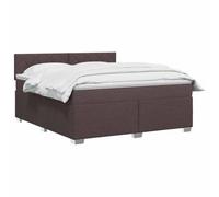 vidaXL Lit boxspring avec Matelas Marron foncé 160 x 200 cm Tissu