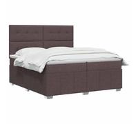 vidaXL Lit boxspring avec Matelas Marron foncé 160 x 200 cm Tissu, Chambre, Lit Moderne, Sommier à Ressorts, Mousse Réglable, Solution Confortable, Matelas Isolant des mouvements
