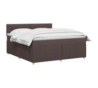 vidaXL Lit boxspring avec Matelas Marron foncé 160 x 200 cm Tissu, Lit de Chambre, Cadre Box Moderne avec tête réglable, Matelas Ferme, mobilier Soutien pour Un Sommeil paisible