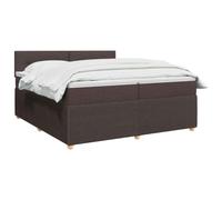 vidaXL Lit boxspring avec Matelas Marron foncé 200 x 200 cm Tissu