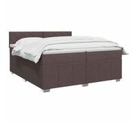 vidaXL Lit boxspring avec Matelas Marron foncé 200 x 200 cm Tissu, Boxspring Moderne, tête de lit réglable, Matelas Ferme, Sommeil Confortable, Meuble déco stylé