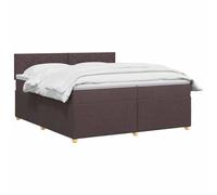 vidaXL Lit boxspring avec Matelas Marron foncé 200 x 200 cm Tissu, Lit de Chambre, Cadre Box Moderne avec tête réglable, Matelas Ferme, mobilier Soutien pour Un Sommeil paisible