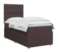 vidaXL Lit boxspring avec Matelas Marron foncé 90 x 200 cm Tissu