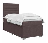 vidaXL Lit boxspring avec Matelas Marron foncé 90 x 200 cm Tissu, Chambre, Lit Moderne, Sommier à Ressorts, Mousse Réglable, Solution Confortable, Matelas Isolant des mouvements