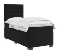 vidaXL Lit boxspring avec Matelas Noir 100 x 200 cm Velours, Chambre, lit Tendance, Velours, tête de lit Ajustable, Matelas Ferme, Sommeil réparateur, idées déco