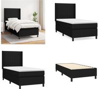 vidaXL Lit boxspring avec matelas noir 100x200 cm Tissu - Lit boxspring - Lits boxspring - Lit - Meubles de chambre à coucher