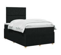 vidaXL Lit boxspring avec Matelas Noir 120 x 190 cm Tissu, Chambre Moderne, lit rembourré, tête de lit réglable, mobilier Pratique, Matelas à Ressorts, Base à Lattes Confortable