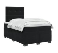 vidaXL Lit boxspring avec Matelas Noir 120 x 200 cm Velours, Chambre, lit Tendance, Velours, tête de lit Ajustable, Matelas Ferme, Sommeil réparateur, idées déco