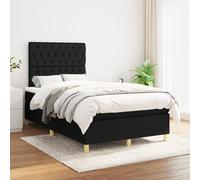 vidaXL Lit boxspring avec matelas noir 120x200 cm Tissu - Lit boxspring - Lits boxspring - Lit - Meubles de chambre à coucher