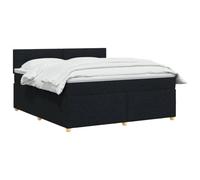 vidaXL Lit boxspring avec Matelas Noir 140 x 190 cm Tissu, Lit de Chambre, Cadre Box Moderne avec tête réglable, Matelas Ferme, mobilier Soutien pour Un Sommeil paisible