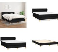 vidaXL Lit boxspring avec matelas noir 140x190 cm Tissu - Lit boxspring - Lits boxspring - Lit - Meubles de chambre à coucher