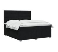 vidaXL Lit boxspring avec Matelas Noir 160 x 200 cm Tissu, Chambre, Lit Moderne, Sommier à Ressorts, Mousse Réglable, Solution Confortable, Matelas Isolant des mouvements