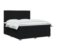 vidaXL Lit boxspring avec Matelas Noir 160 x 200 cm Tissu, Chambre, Lit Moderne, Sommier à Ressorts, Mousse Réglable, Solution Confortable, Matelas Isolant des mouvements