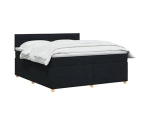 vidaXL Lit boxspring avec Matelas Noir 160 x 200 cm Tissu, Lit de Chambre, Cadre Box Moderne avec tête réglable, Matelas Ferme, mobilier Soutien pour Un Sommeil paisible