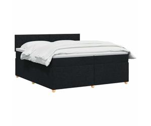 vidaXL Lit boxspring avec Matelas Noir 200 x 200 cm Tissu, Lit de Chambre, Cadre Box Moderne avec tête réglable, Matelas Ferme, mobilier Soutien pour Un Sommeil paisible