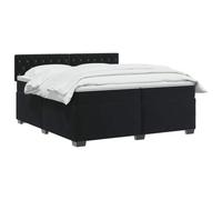 vidaXL Lit boxspring avec Matelas Noir 200 x 200 cm Velours