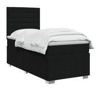 vidaXL Lit boxspring avec Matelas Noir 90 x 190 cm Tissu, Chambre, Lit Moderne, Sommier à Ressorts, Mousse Réglable, Solution Confortable, Matelas Isolant des mouvements