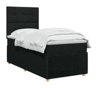 vidaXL Lit boxspring avec Matelas Noir 90 x 200 cm Tissu, Chambre Moderne, lit rembourré, tête de lit réglable, mobilier Pratique, Matelas à Ressorts, Base à Lattes Confortable