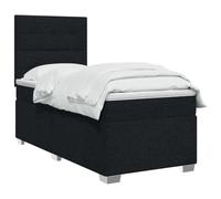 vidaXL Lit boxspring avec Matelas Noir 90 x 200 cm Tissu, Mobilier de Chambre, lit Moderne, sommier, Cadre Ajustable, Confort de Sommeil, Installation intérieure à la Maison