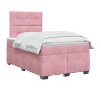 vidaXL Lit boxspring avec Matelas Rose 120 x 200 cm Velours, Chambre, lit Tendance, Velours, tête de lit Ajustable, Matelas Ferme, Sommeil réparateur, idées déco