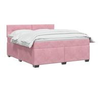 vidaXL Lit boxspring avec Matelas Rose 160 x 200 cm Velours, Chambre contemporaine, Cadre de lit Moderne, tête de lit Ajustable, Matelas Medium Ferme en Velours