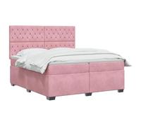 vidaXL Lit boxspring avec Matelas Rose 200 x 200 cm Velours