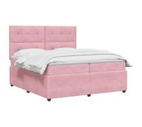 vidaXL Lit boxspring avec Matelas Rose 200 x 200 cm Velours, Chambre Moderne, lit à Ressorts, Matelas réglable, Cadre stylé, Sommeil Confortable à la Maison