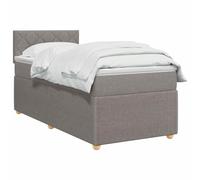 vidaXL Lit boxspring avec Matelas Taupe 100 x 200 cm Tissu, Chambre Tendance, lit Box Spring Moderne, tête réglable, Cadre rembourré, Solution Matelas mi-Ferme